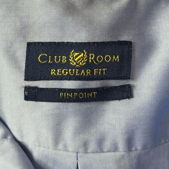 Club Room Pinpoint Regular Fit Blue Dress Shirt size 17.5 - Picture 3 of 5
